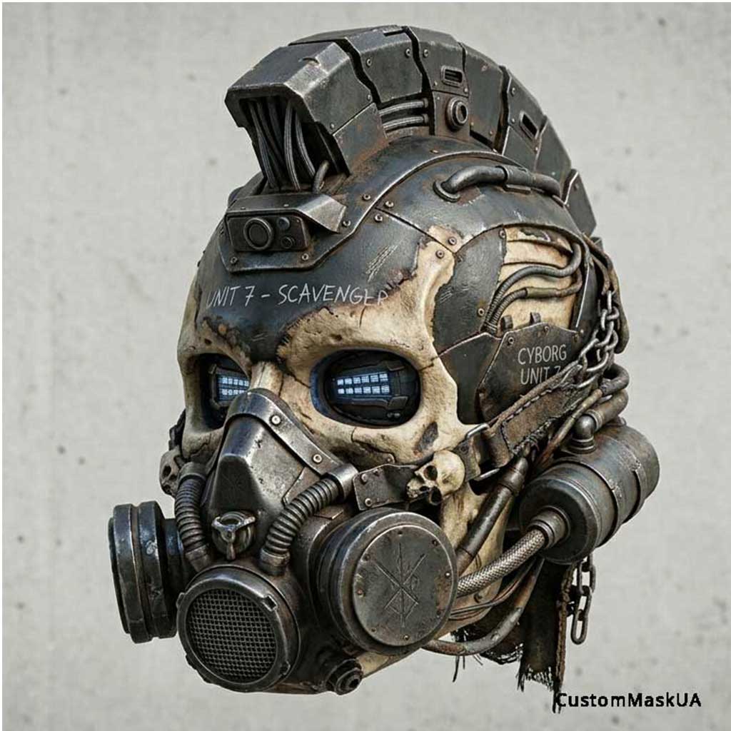 кастомна маска Mad Max шолом Chrome & Rust Reaper ручної роботи CustomMaskUA